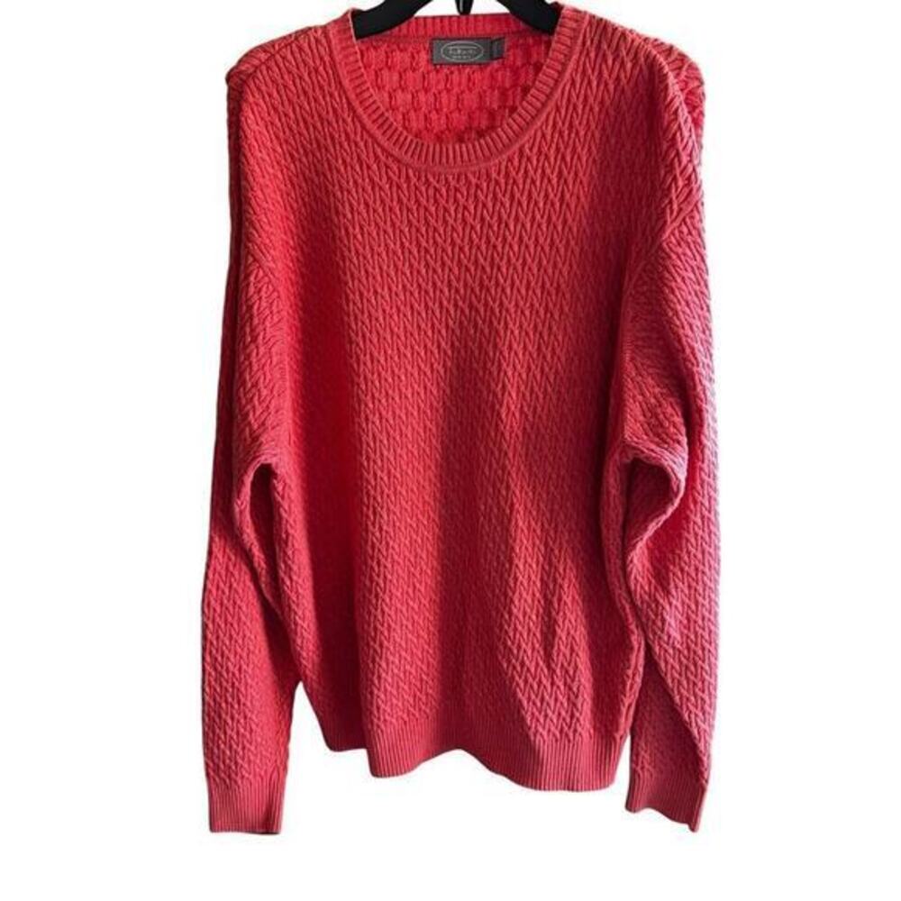 TALBOTS Men’s coral cable knit pullover sweater Nantucket coastal preppy sz L